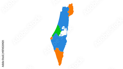 Israel map with highlighted regions