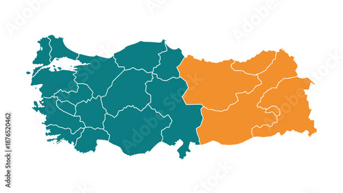 Turkey map divided regions