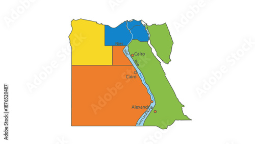 Egypt map with colored regions