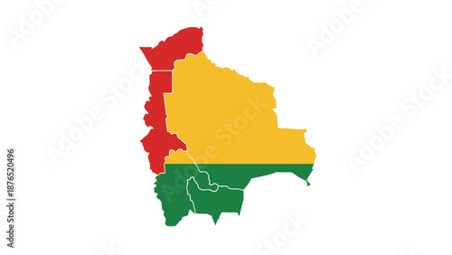 bolivia map in national flag colors