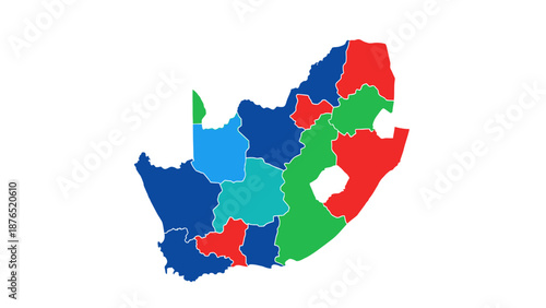 South Africa map, colored regions