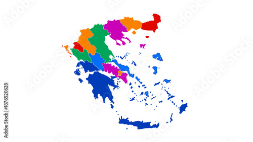 Greece regions map colorful