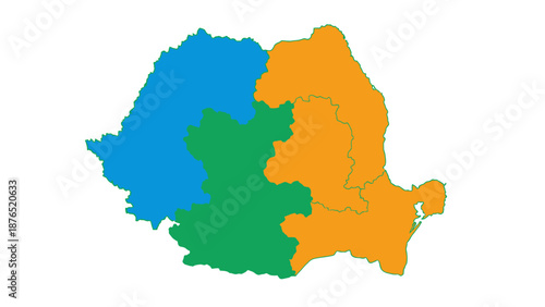 romania regions map colored