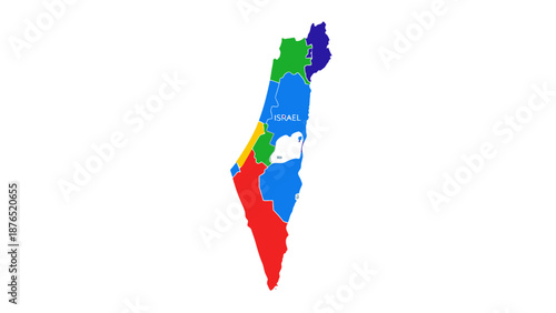Israel map regions colored