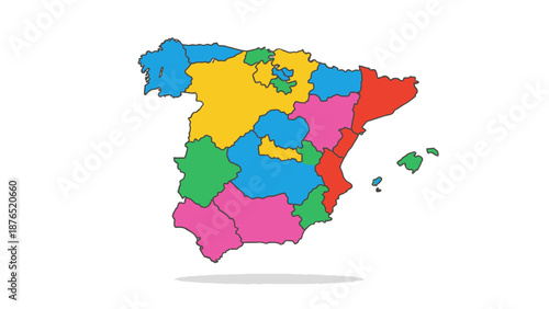 spain regions map colorful