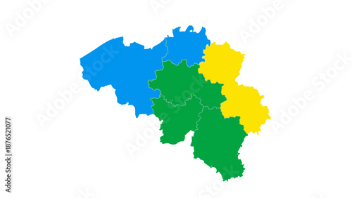 Belgium regions map colored blue, green, yellow