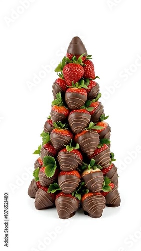 Chocolate Covered Strawberry Tree Arrangement Festive Dessert White Background
