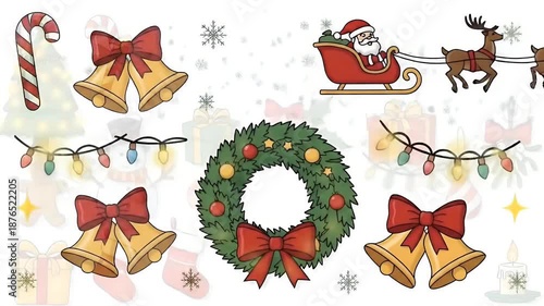 Christmas Icons Collection Festive Holiday Symbols And Decorations