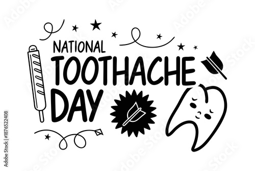 National Toothache Day Vector Illustration, Dental Pain and Oral Health Awareness Design