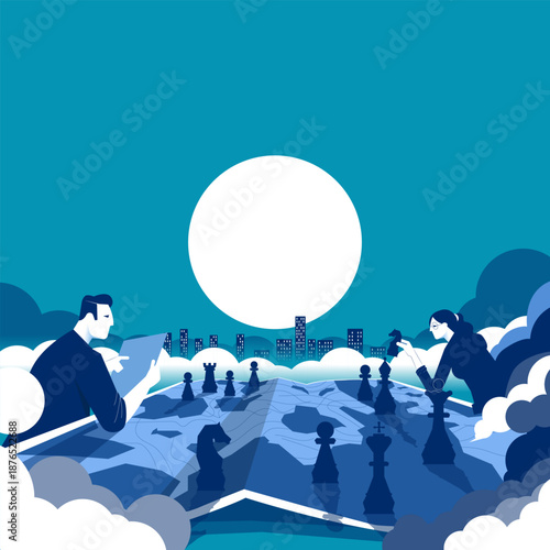 Strategy. Strategic planning of business. Vector illustration style