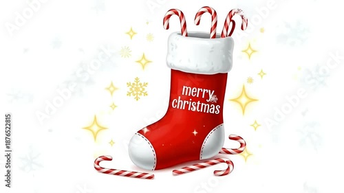 Christmas Stocking with Candy Canes and Snowflakes Footage