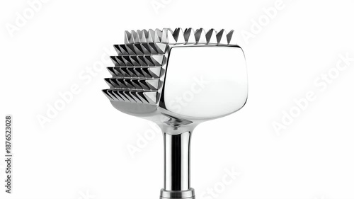 Chrome Meat Tenderizer Mallet with Sharp Prongs Isolated on White Background