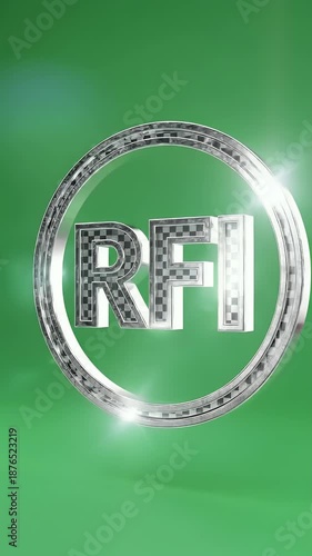 Chrome RFI Logo With Lens Flare On Green Background Loop Footage
