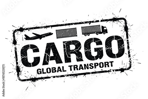 Cargo global transport grunge style vector stamp for logistics freight and delivery service