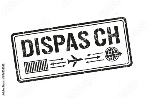 Dispatch stamp vector illustration for logistic airmail sending shipping and cargo