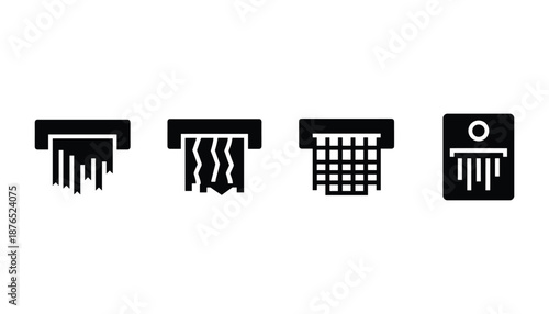 Document shredding symbols set for confidential papers destruction and protection vector