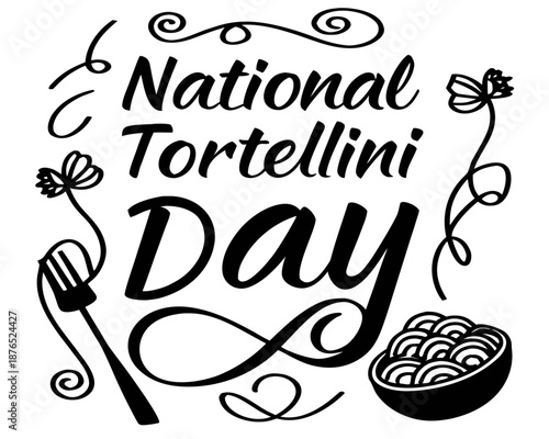 National Tortellini Day Vector Illustration, Italian Pasta Food Design Isolated on White