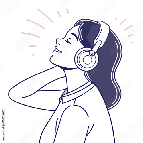 Woman listening to music and enjoying headphones