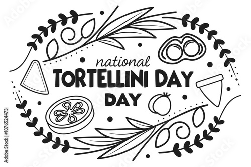 Italian Tortellini Pasta Vector Illustration, National Food Holiday Design