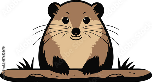  Minimal vector sticker of a mole peeking from ground, rounded shape, clean outline, flat minimalist style, white background, infrastructure and utility graphics 3