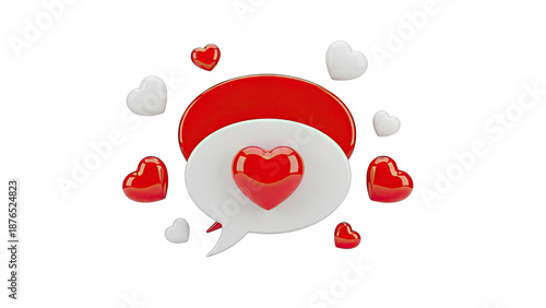 3D Speech Bubble with Hearts