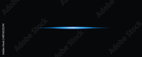 Blue Horizontal Light Streak on Black Background – Futuristic Abstract
