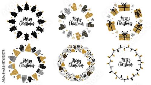 Festive christmas wreaths and gifts a collection of holiday season graphics