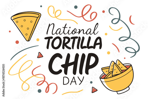 NATIONAL TORTILLA CHIP DAY vector illustration isolated on white background