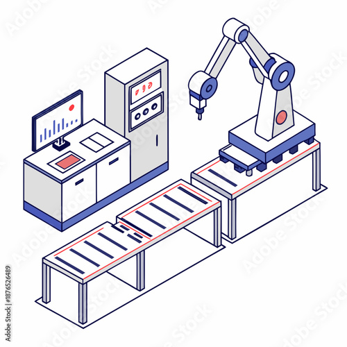 Automated assembly line with robot arm