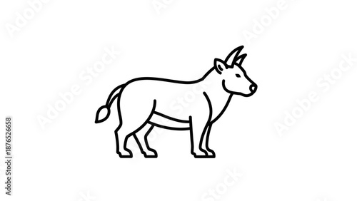 Minimalist Line Art Ox Silhouette Illustration