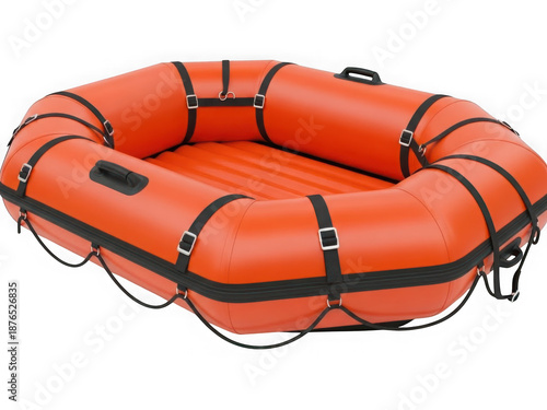 Inflatable life raft isolated on transparent background