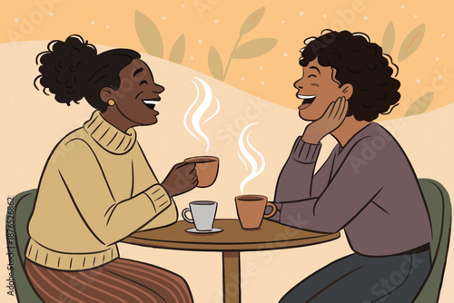 Coffee Shop Shared Laughter Moment