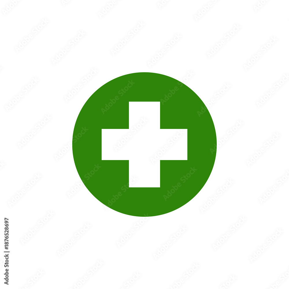 Obraz premium Green cross symbol isolated on transparent background
