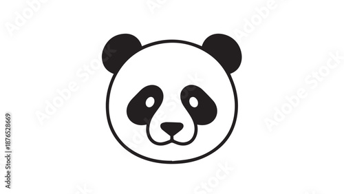 Cute panda face illustration with black ears and round eyes.