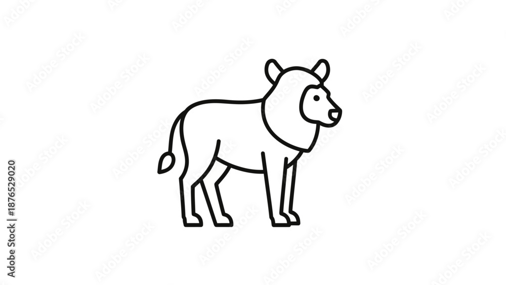 Obraz premium Minimalist Lion Icon, Simple Line Art Animal Illustration