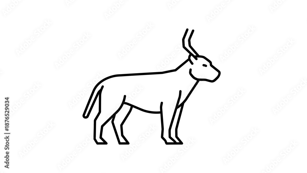 Fototapeta premium Minimalist outline drawing of a bull with horns on a white background