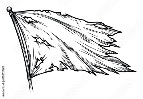 A tattered fabric flag symbolizing historical struggle and defiant endurance perfect for vintage graphic designs and patriotic themed artwork