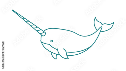 Minimalist Narwhal Illustration Vector - Cute Whale with Unicorn Horn