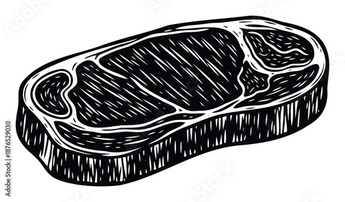 Stylized meat cut drawing perfect for food packaging, restaurant menus, butcher shop branding, and recipe book covers, conveying a rustic and authentic culinary experience.