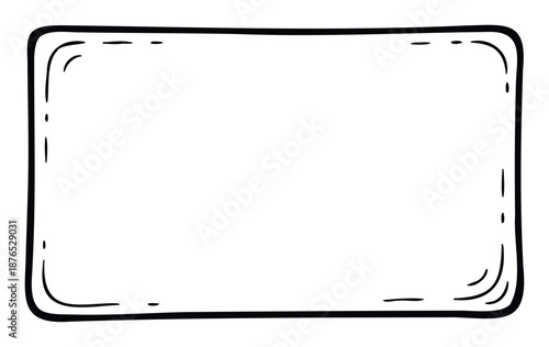 Hand drawn thick line rectangular frame with organic rounded edges and dashed accent marks perfect for adding a decorative touch to graphic compositions and digital collages