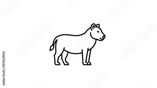 Minimalist outline drawing of a hyena, simple black and white vector icon on white background