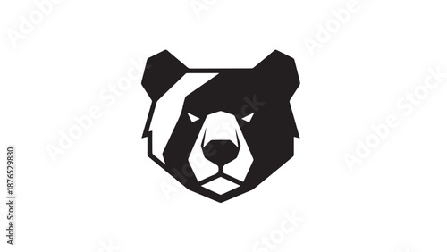 Geometric Bear Head Logo Illustration in Black and White for Branding and Graphic Design.