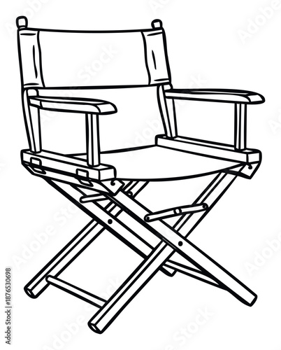 Classic directors chair line drawing representing film production and cinema culture perfect for movie industry related publications and entertainment media