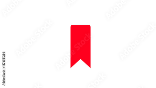 Simple bookmark icon featuring a flat red shape with a pointed bottom corner isolated on a transparent background for web interface use.