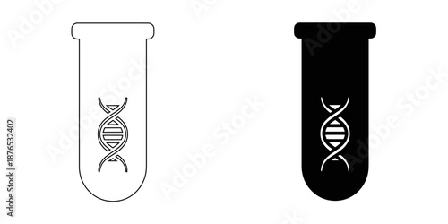 DNA Test Tube Icon, Genetic Research Lab Equipment and Biotechnology Helix Symbol Vector
