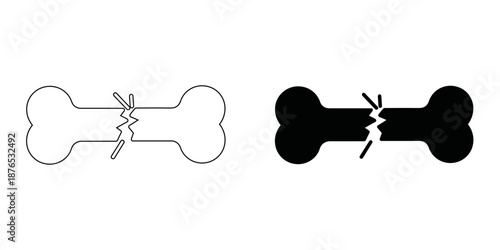 Broken Bone Fracture Icon , Human Anatomy Injury and Orthopedic Medical Symbol Vector