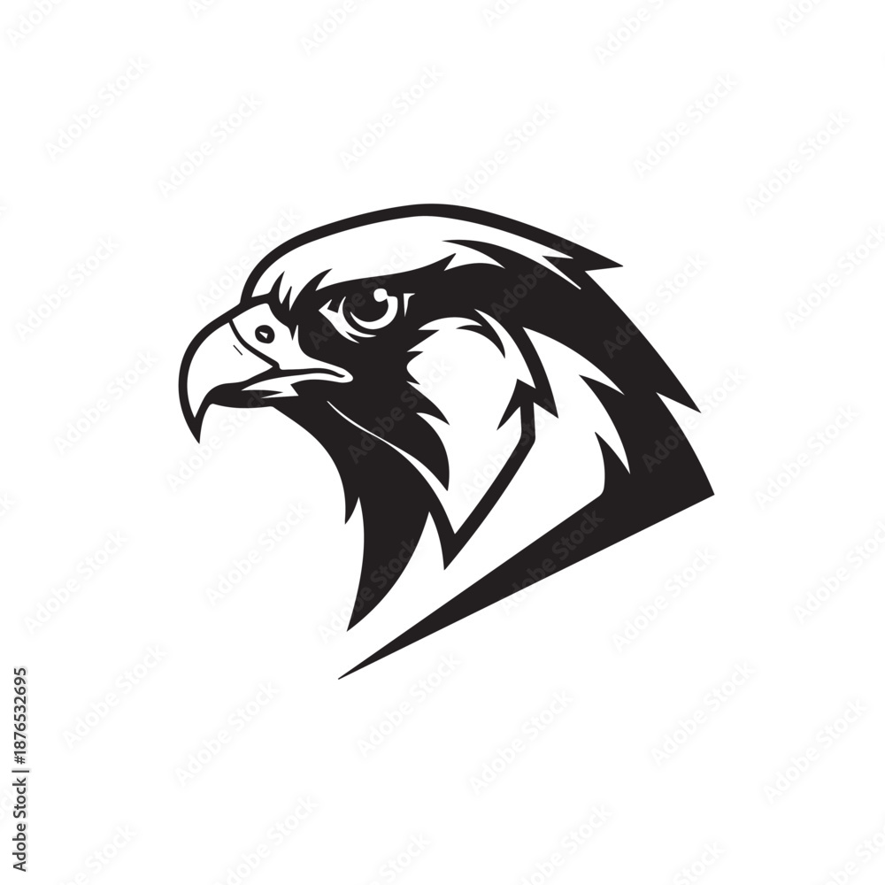 Fototapeta premium Powerful black and white stylized eagle head logo with bold lines and dynamic attitude.