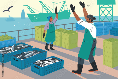 Dock Fish Market Auction Morning