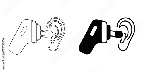 Hearing Aid Icon , Ear Health and Auditory Assistive Technology Symbol, Deafness Support Vector
