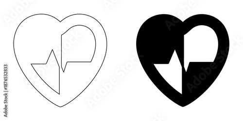 Heart Rate and Cardiology Icons - Pulse Trace EKG ECG Symbol for Healthcare and Fitness Monitoring